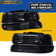 Fit For 1999-2002 Chevy Silverado Smoked/Tinted Housing Headlight Upper+Lower picture