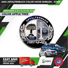 57mm Affalterbach Front AMG Emblem Color Apple Tree Flat Hood Badge Mercedes  picture