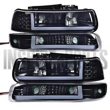 4PCS LED DRL Smoke Headlights+Bumper Lamps Fit For 1999-2002 Chevy Silverado picture