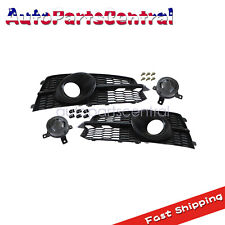 FITS For Audi S6 A6 16-18 Honeycomb Grille RS6 Style Fog Light Grill Cover Black picture