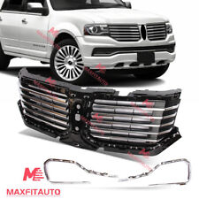 Fits Lincoln Navigator 2015-2017 Front Upper Grille Black With Chrome Trim picture