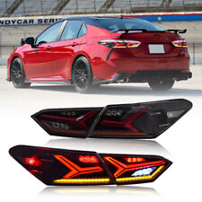 For 2018-23 Toyota Camry Rear Smoked Lens LED Tail Light Brake Lamp Pair Red LED picture