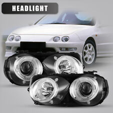 For 94-97 Acura Integra Projector Headlights Front Halo Lamp 1 Pair Chrome/Clear picture