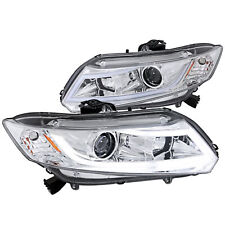 Clear Fits 2012-2015 Honda Civic Led Strip Bar Projector Headlights L+R 12-15 picture