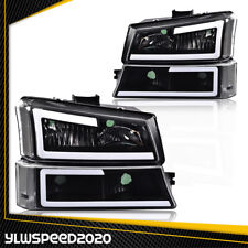 Fit For 2003-07 Silverado Avalanche Clear Lens LED DRL Headlights Bumper Lamps picture