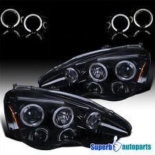 Fits 2002-2004 Acura RSX Glossy Black Smoke Dual Halo Projector Headlights picture