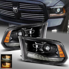 For 09-18 Ram 1500/2500/3500 Full Glossy Black + Smoke DRL Projector Headlights picture