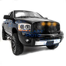 Raptor Gloss Black Replacement Mesh Grille+Shell+Amber LED for 06-09 Dodge RAM picture