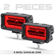2PC 4inch LED Work Light Bar White DRL Red Halo Driving Fog Pods Offroad SUV ATV picture