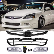 Fit 2006-2007 Honda Accord 4DR Sedan Front Upper Grill Lower Grille&Fog Lights picture