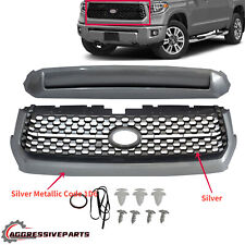 For 2014-2018 Toyota Tundra Silver Front Grille&Hood Bulge Molding Set 2pcs picture