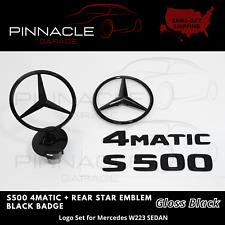 S500 4MATIC Rear Star Emblem Black Badge Logo Hood Ornament Mercedes W223 Sedan picture