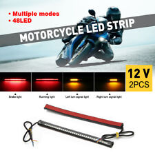 Amber+Red Motorcycle 48 LED Tail Light Strip Brake Stop Turn Signal Super Bright picture