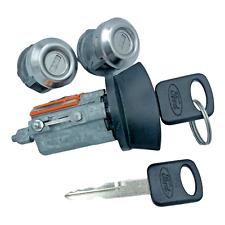 NEW 3-PC Ignition & Door Lock Cylinder Set w/Ford Logo Keys Fits Trucks w/o PATS picture