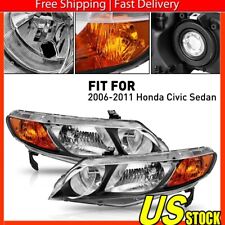For 2006-2011 Honda Civic Sedan 4Dr 06-11 Black Headlights Assembly Headlamps picture