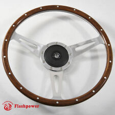 15'' Classic Wood Steering Wheel Riveted Vintage Ford Mustang Shelby AC Cobra picture