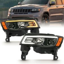 Fits JEEP GRAND CHEROKEE 17-22 PROJECTOR SWITCHBACK LED HEADLIGHTS BLACK 111418 picture
