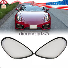 For 2014-2016 Porsche Boxster Cayman 981 Headlight Lens Cover Shell Left + Right picture