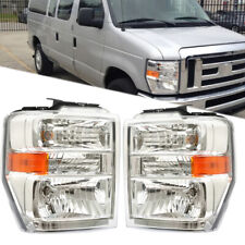 Headlight Assembly For 2008-2014 Ford E150 E250 E350 E450 Right+Left Side Pair picture