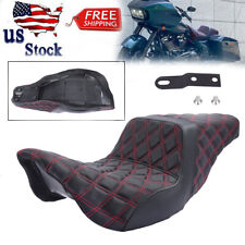 2-UP Seat Red Lattice Stitch For Harley Touring Road Electra Glide Street 08-23 picture