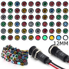 FILN 2pcs 12mm symbol led indicator light car led dash warn light boat with wire picture