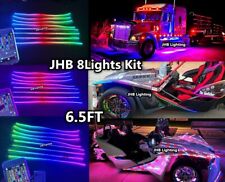JHB 8PCS 6.5FT Bluetooth CHASING Flowing LED Hood Underglow Strips Lights Kit picture