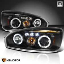 Black Fits 2004-2007 Chevy Malibu LED Halo Projector Headlights Lamp Left+Right picture
