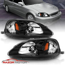 1999-2000 Replacement Black Headlights for Honda Civic 2/3/4 Door  EK/EJ/EM/JDM picture