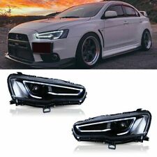 LED Headlights For 2008-2017 Mitsubishi Lancer EVO X Full Black Sequential A Set picture