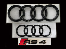 Audi RS4 Front Rear Rings Emblem Gloss Black Trunk Logo Badge Set OE 3Pcs 2020+ picture