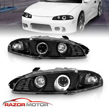 [LED Halo] 1997 1998 1999 Mitsubishi Eclipse Black Projector Headlights Pair picture