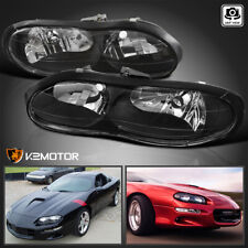 Black Fits 1998-2002 Chevy Camaro Z28 Headlights Lamps Left+Right Replacement picture