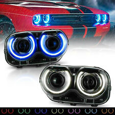 LED Headlights Assembly RGB Color Change For 2015-2021 Dodge Challenger SE R/T picture