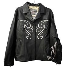 Victory Motorcycles Polaris Leather Jacket Women's Size L Black Embroidered Zip picture