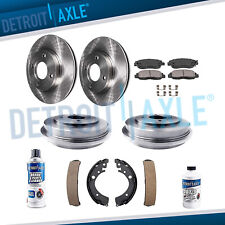 Front Rotors + Brake Pads + Rear Drums & Shoe for 2001 - 2004 2005 Honda Civic picture
