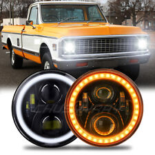 Fit 1967-1972 Chevy C10 Pair 7 inch LED Headlights Round DOT Approved Hi/Lo Lamp picture