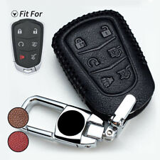 6 Buttons Leather Car Remote Key Fob Case Cover For Cadillac Escalade 2015-2019 picture