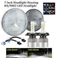 7 Inch led GLASS Headlight Round, ORIGINAL CLASSIC LOOK Conversion Chrome pair A picture
