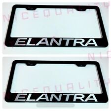 2X Elantra Stainless Steel Black Finished License Plate Frame Holder picture