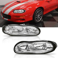 Chrome Headlights Assembly Headlamps Clear Lens For 1998-2002 Chevrolet Camaro picture