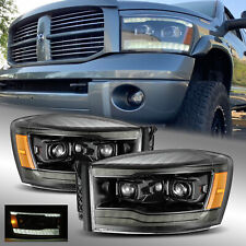 Fit 06-09 Dodge Ram LED DRL Signal Projector Headlights Polished Black picture
