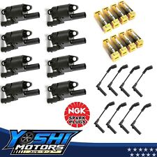 For Chevrolet Silverado 8x Round Ignition Coil NGK Platinum Spark Plug Wire Set picture