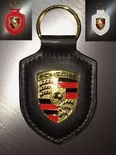 Genuine Porsche Crest Keyring Keychain leather black red authentic white picture