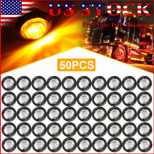 50x Clear Amber Round Marker Lights LED Truck Trailer 12V Side Bullet Light USA picture