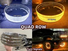 JHB 15.5'' QUAD ROW AMBER + WHITE Turn Signal LED Wheel Rings Lights Set of (4) picture