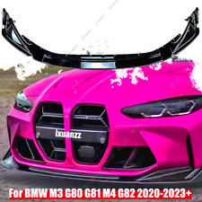 For BMW G80 M3 G82 M4 2021-2023 3pcs Gloss Black Front Spoiler Lip Splitter Kit picture