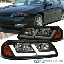 Fit 2000-2005 Chevy Impala Black Smoke LED Tube Headlights Lamps Assembly 00-05 picture