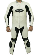 1pc Perrini Fusion Motorcycle Riding Racing Leather Suit w/ Padding & Hump White picture