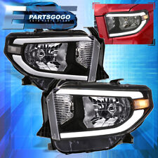 For 14-21 Toyota Tundra Black Housing LED DRL Tube Headlights Lamps Left+Right picture