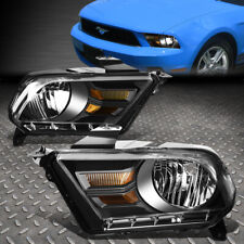 FOR 10-14 FORD MUSTANG PAIR BLACK HOUSING AMBER CORNER HEADLIGHT HEAD LAMPS SET picture